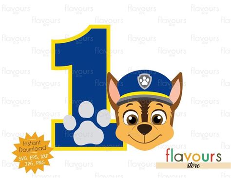 Number 1 Chase, Birthday Boy Chase, Kids cartoon Svg, Paw Patrol Carto ...