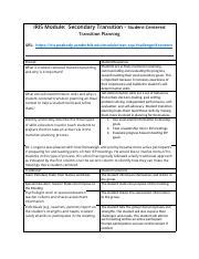 IRIS Module Secondary Transition Docx IRIS Module Secondary