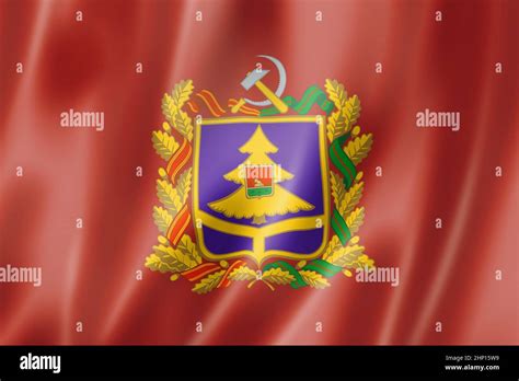Bryansk state - Oblast - flag, Russia waving banner collection. 3D ...