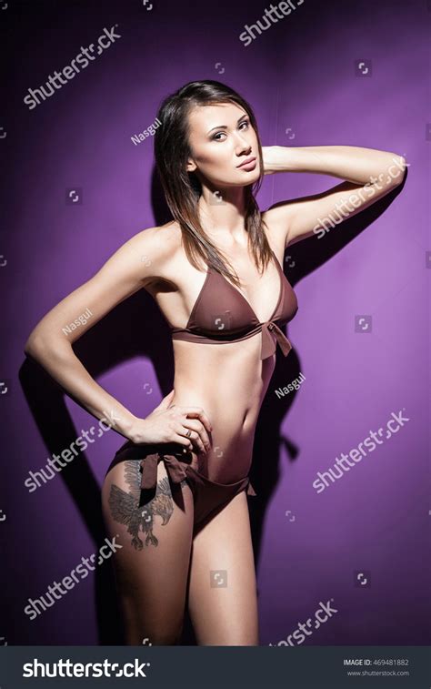 Sexy Brunette Woman Posing Lingerie Bikini Stock Photo Shutterstock