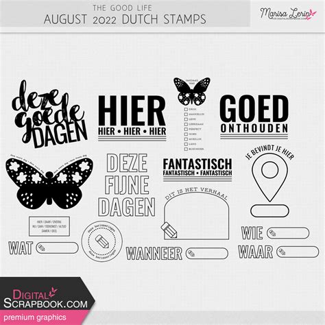 The Good Life August Dutch Stamps Kit By Marisa Lerin Graphics