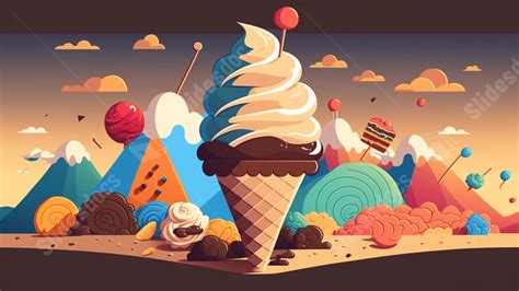 Chocolate Dessert Ice Cream Colorful Illustration Powerpoint Background ...