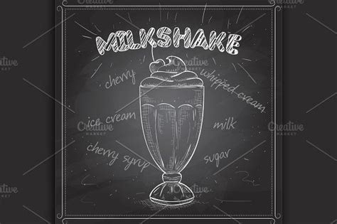 Milkshake Sketch On Blackboard