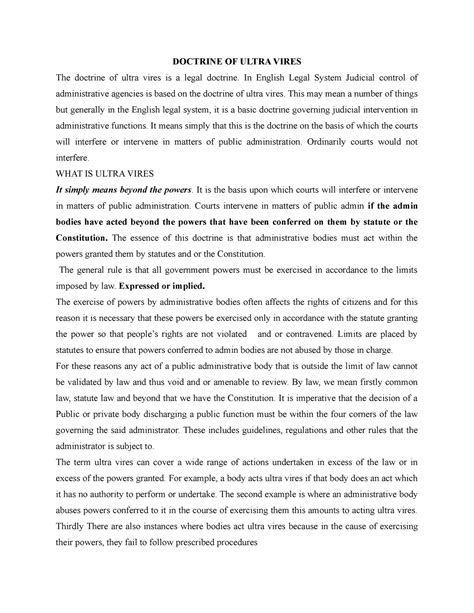 Doctrine Of Ultra Vires R Doctrine Of Ultra Vires The Doctrine Of