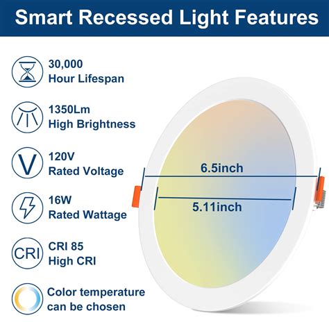 SikSog Smart Recessed Lighting 6 Inch, 2700K~5700K CCT Selectable