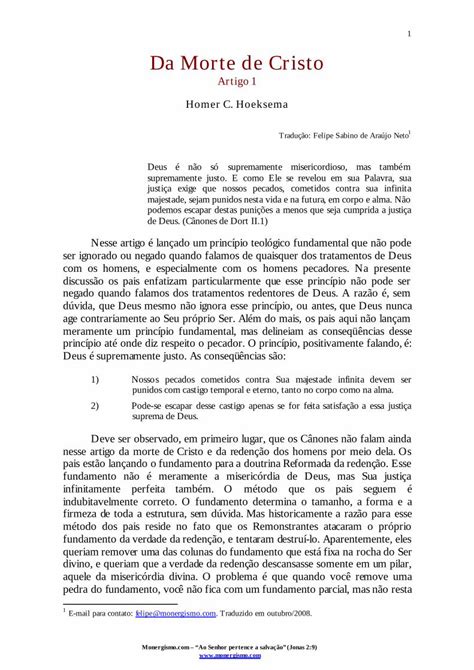 PDF Da Morte de Cristo Monergismo Esse é o fundamento da doutrina