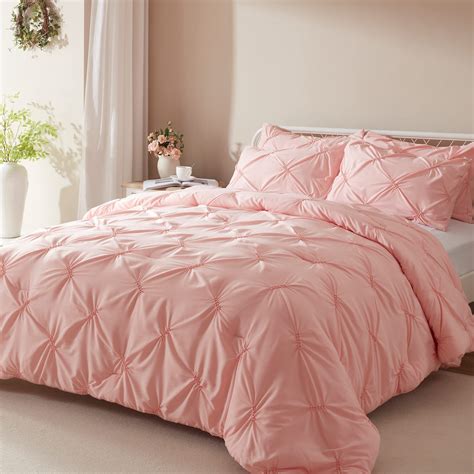 Anluoer Queen Comforter Set Pintuck Down Alternative Comforter With