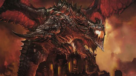 artwork deathwing  stormwind world  warcraft cook  becker