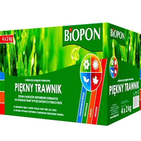 TRAWNIK Nawóz do trawy Biopon NA CAŁY ROK 4 x 2 kg 1840 Cena