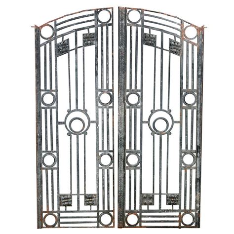 pair  french antique art deco style iron gates  balcony art deco