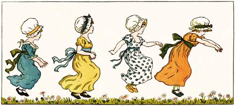 kate greenaway   jumping girls  vintage illustration