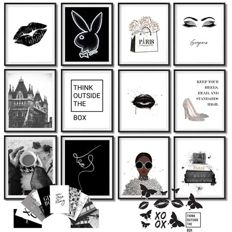 Amazon.com: 97 Decor Black and White Posters for Room Aesthetic - Black