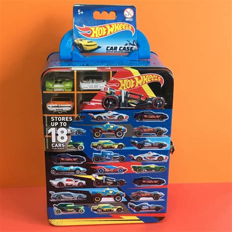 Plechový kufřík na autíček Hot Wheels modrý Aukro