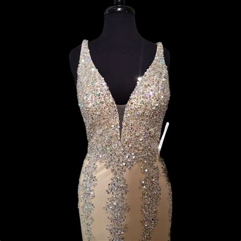 Jovani Dresses Jovani Nude Sequin Beaded Mermaid Dress Poshmark