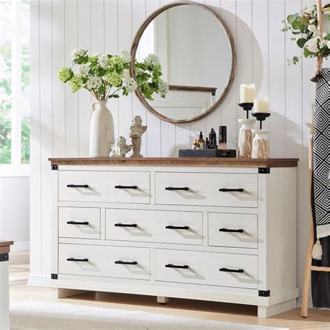 Amazon.com: Farmhouse 7 Drawer Dresser for Bedroom - Wood Large