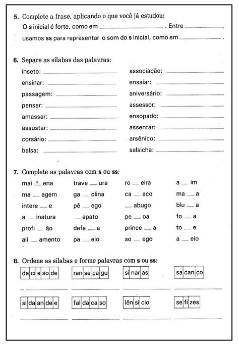 SOSPROFESSOR-ATIVIDADES: Usando dígrafos: SS/RR