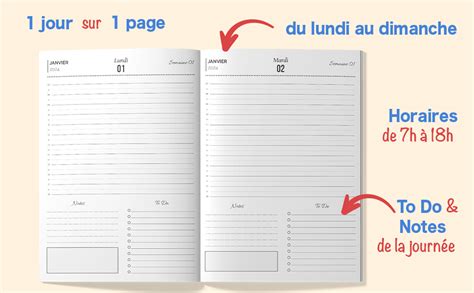 Agenda Journalier A Planificateur Professionnel Page Par Jour