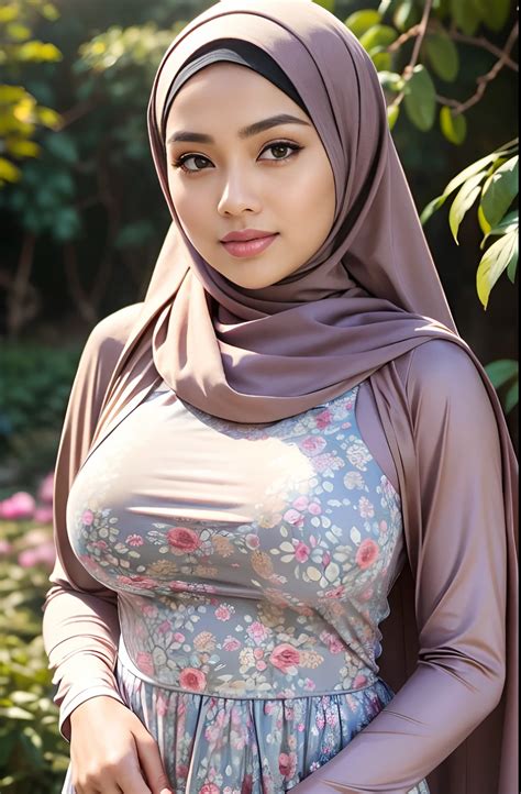 Pink Hijab Naked In The Flower Garden Short Hairy Pussy SeaArt AI