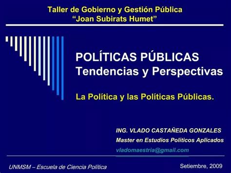 Ppt Pol Ticas P Blicas Tendencias Y Perspectivas Powerpoint