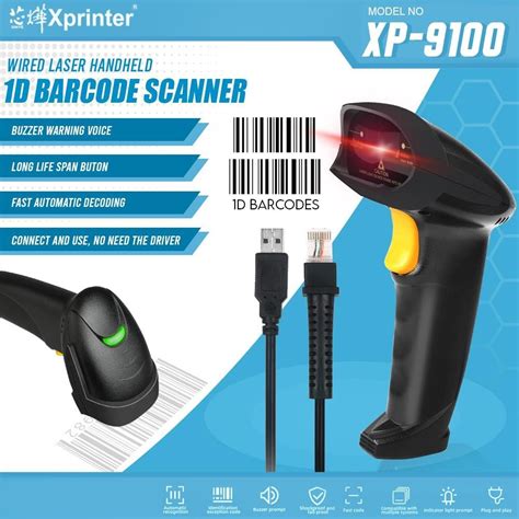 Xprinter XP 9100 Handheld 1D Barcode Scanner Wired USB Type Portable