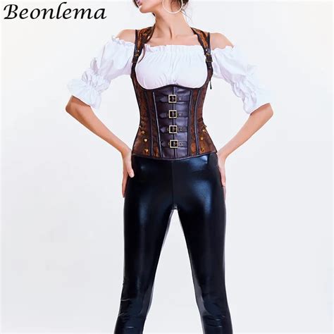 Beonlema корсет из искусственной кожи Корсет под грудь стимпанк ...