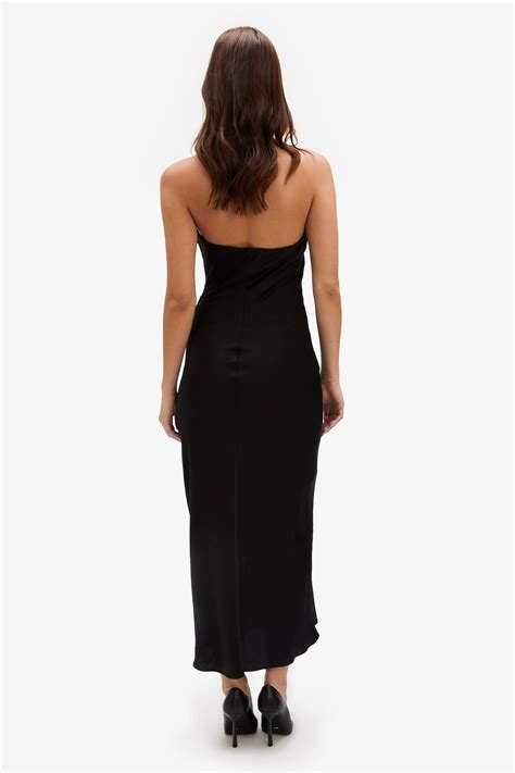 Casette Strapless Slip Dress In Black | Bardot