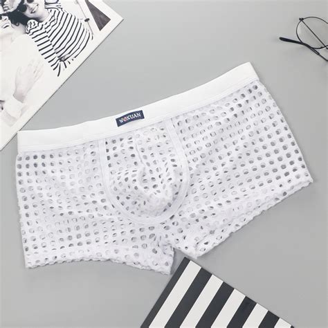 Sexy Men Mesh Boxers Panties Gay Breathable See Through Black Etsy