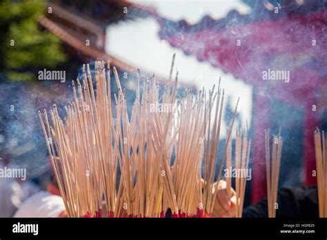 Burning Incense Sticks In Temple Thailand Stock Photo Alamy
