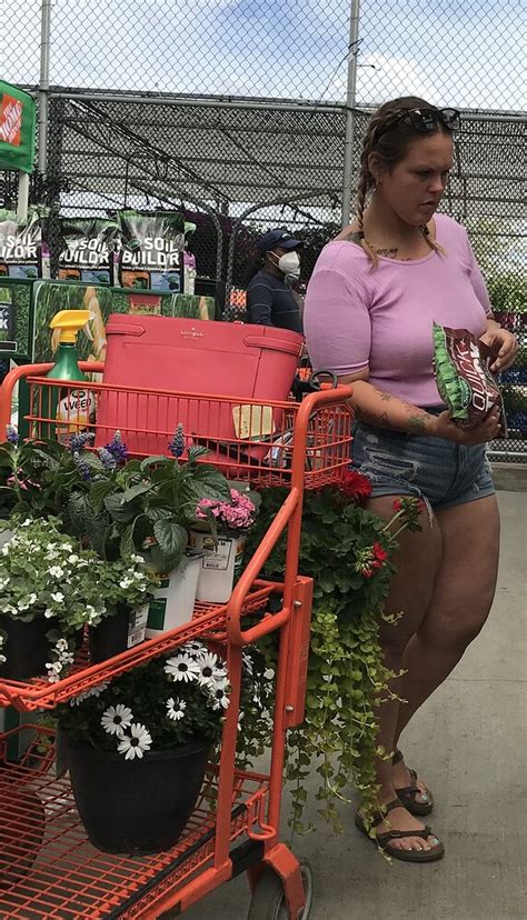 Pigtails Blonde Milf With Huge Curves In Home Depot Pt1 Short Shorts