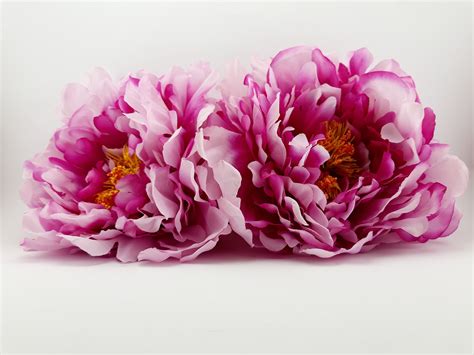 Large Peony Heads 2 Pieces Artificial Peonies In Magenta Etsy