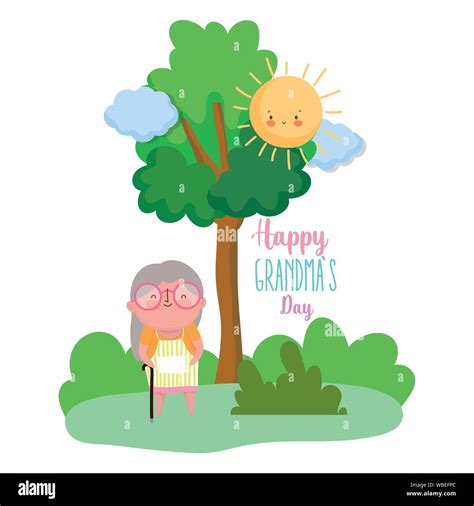 Cute Grandma Happy Grandparents Day Cartoon Design Vector