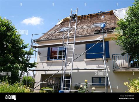 Renovation Works External Roof Insulation Removing Of The Old Roof