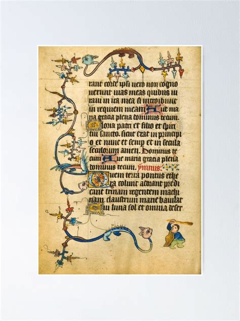 Gorgeous Medieval Illuminated Manuscript Poster For Sale By Trieste02