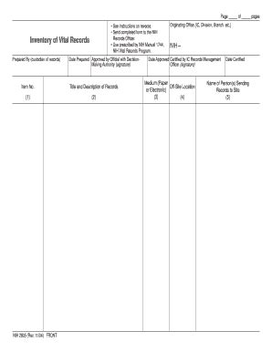 Fillable Online Oma Od Nih Inventory Of Vital Records NIH Oma Od Nih