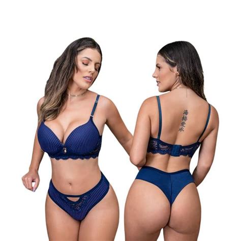 Conjunto Lingerie Sutiã Reforçado Calcinha Fio Duplo Luxo Sexy Estilosa Conjunto de Lingerie