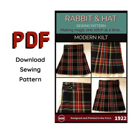 PDF All Sizes Mens Modern Kilt 1922 New Rabbit and Hat Sewing Pattern