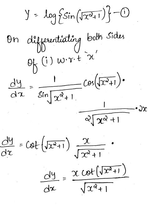 If Ylog Sin Sqrt X2 1 Prove That Dfrac Dy Dx Dfrac Xcot Sqrt