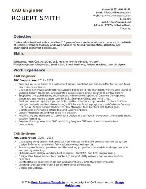 10 Cad Engineer Resume Samples And Templates For 2025