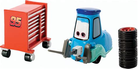 Jp Disneypixar Cars Pit Crew Guido With Tires And Tool Cart