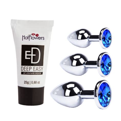 Kit Plug Anal Pequeno Medio E Grande A O Inox Todos Os Tamanhos Gel Lubrificante Anal Deep