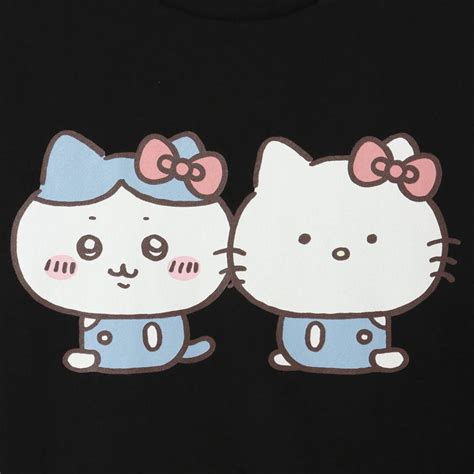 ちいかわ×サンリオキャラクターズ ビックtシャツ ハチワレ×ハローキティ ブラック ちいかわマーケット