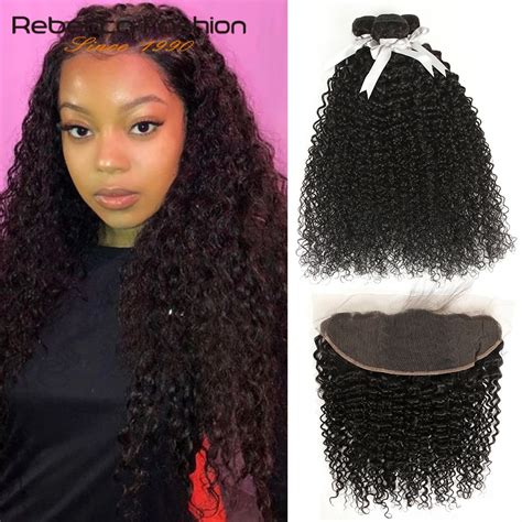 Rebecca Kinky Curly Lace Frontal Closure 13x4 With Bundle Brazilian