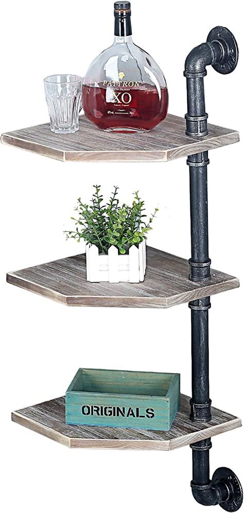 Amazon Mbqq Industrial Pipe Corner Shelf Wall Mount Wood Shelf