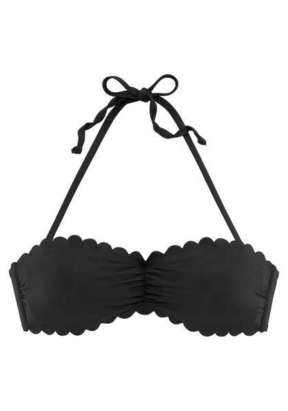 LASCANA Bandeau Bikini Top Scallop Schwarz Cup A B 32