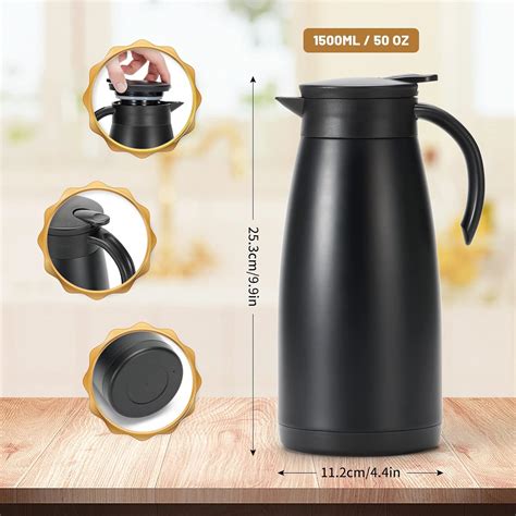 Olerd 1.5 L Insulated Coffee Jug, Stainless Steel Thermos Flask, Double