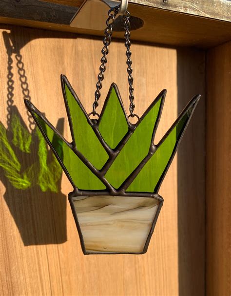 Printable Free Stained Glass Succulent Pattern Prntbl