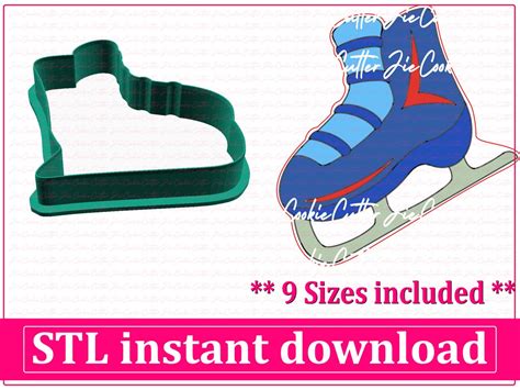 Ice Skate Cookie Cutter Stl File Instant Download Stl Cookie Cutter