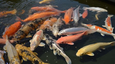 Fondo Numerosos Peces Koi Nadan En Un Estanque Fondo Foto De