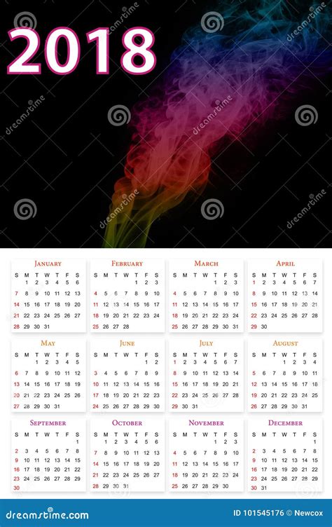 12 Months Calendar Design 2018 Stock Photo - Image of number, element ...