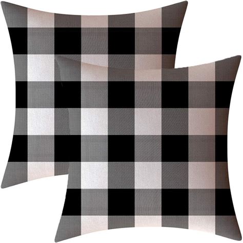 Ahahm Black And White Buffalo Check Plaid Throw Pillow